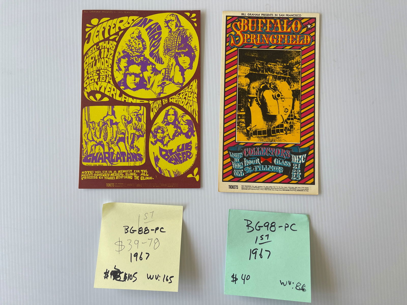 BG88 - BG98 - JEFFERSON AIRPLANE AND BUFFALO SPRINGFIELD POSTCARDS: BG88 - BG98 - JEFFERSON AIRPLANE AND BUFFALO SPRINGFIELD POSTCARDS