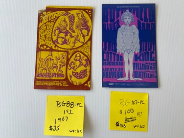 BG88 - BG107 - JEFFERSON AIRPLANE AND BUTTERFIELD BLUES POSTCARDS