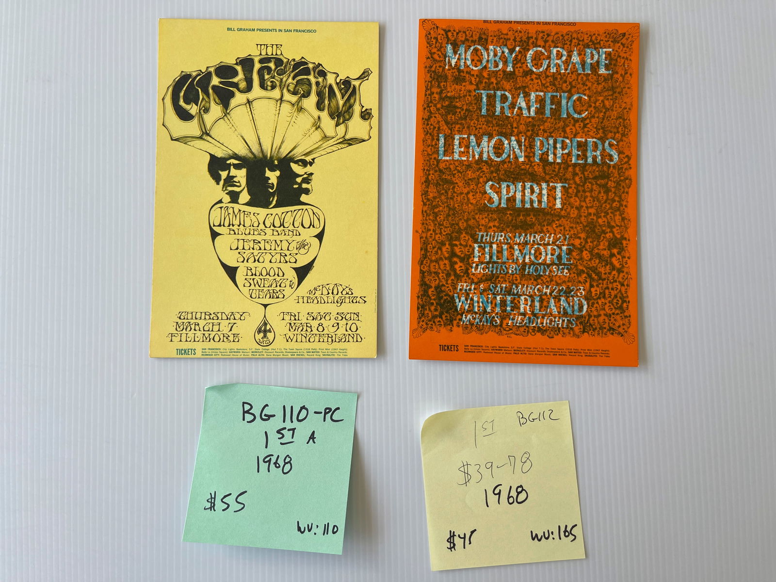 BG110 - BG112 - CREAM AND MOBY GRAPE POSTCARDS: BG110 - BG112 - CREAM AND MOBY GRAPE POSTCARDS