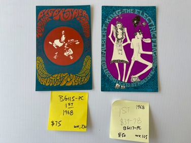 BG115 - BG117 - BIG BROTHER AND ELECTRIC FLAG POSTCARDS