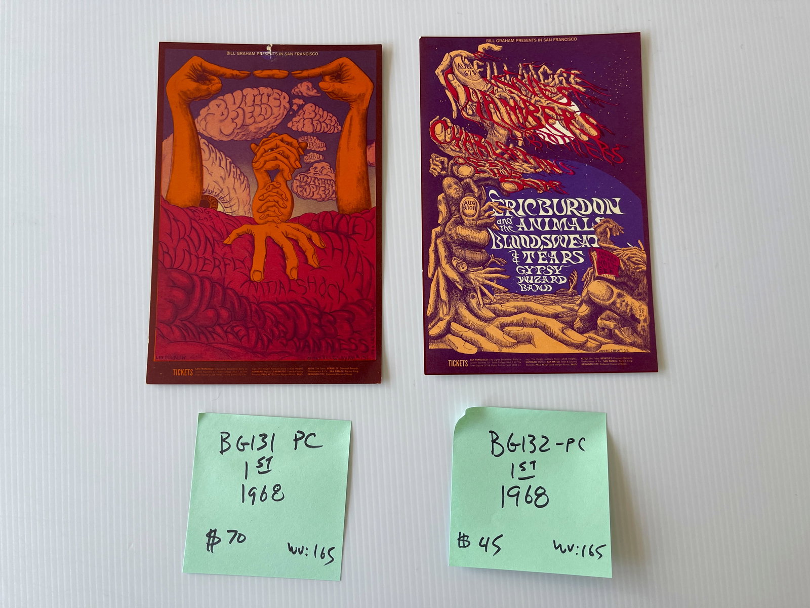 BG131 - BG132 - BUTTERFIELD BLUES AND CHAMBERS BROS POSTCARDS: BG131 - BG132 - BUTTERFIELD BLUES AND CHAMBERS BROS POSTCARDS