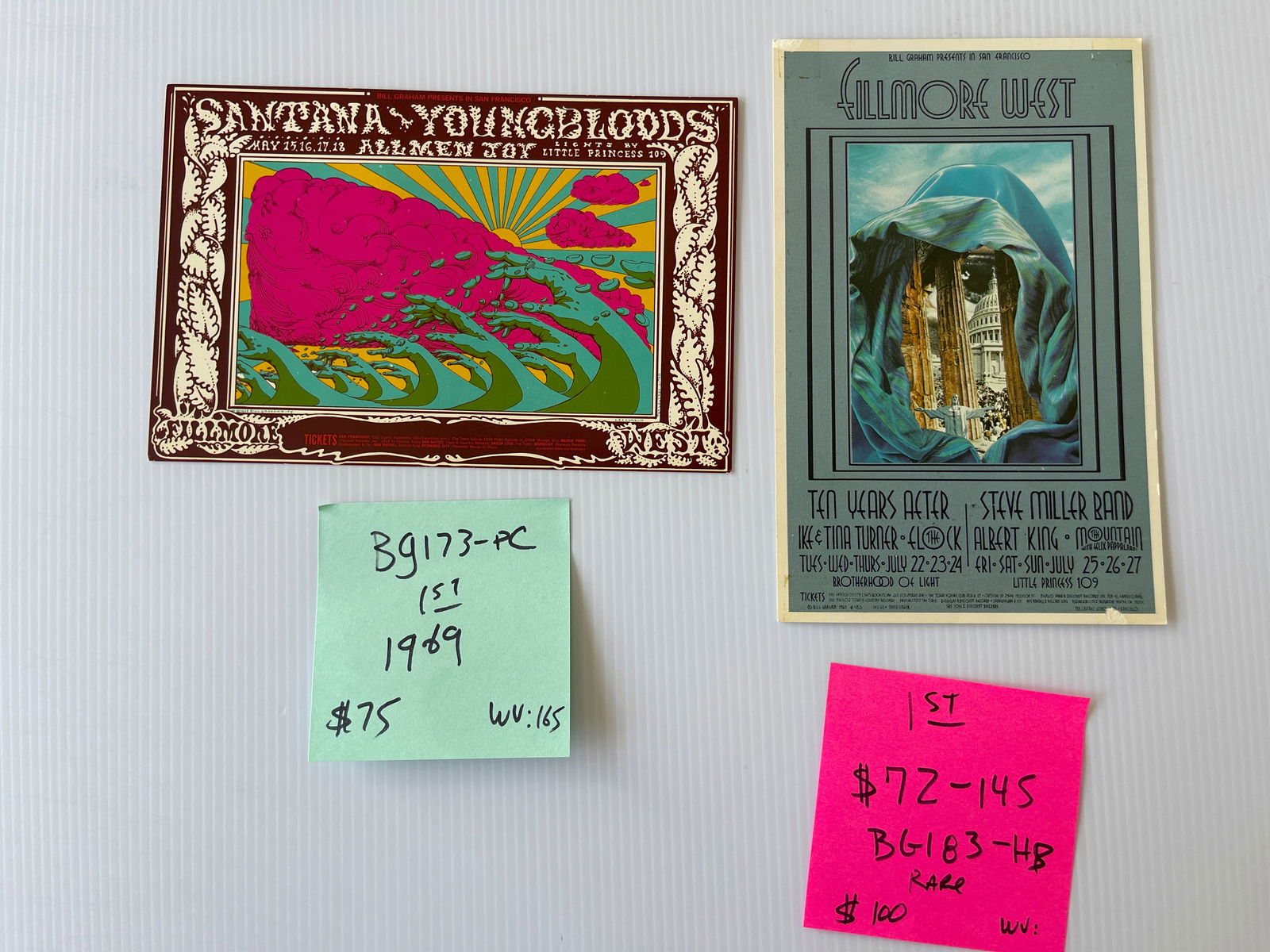 BG173 - BG183 - SANTANA POSTCARD AND TEN YEARS AFTER HANDBILL (1 of 2)