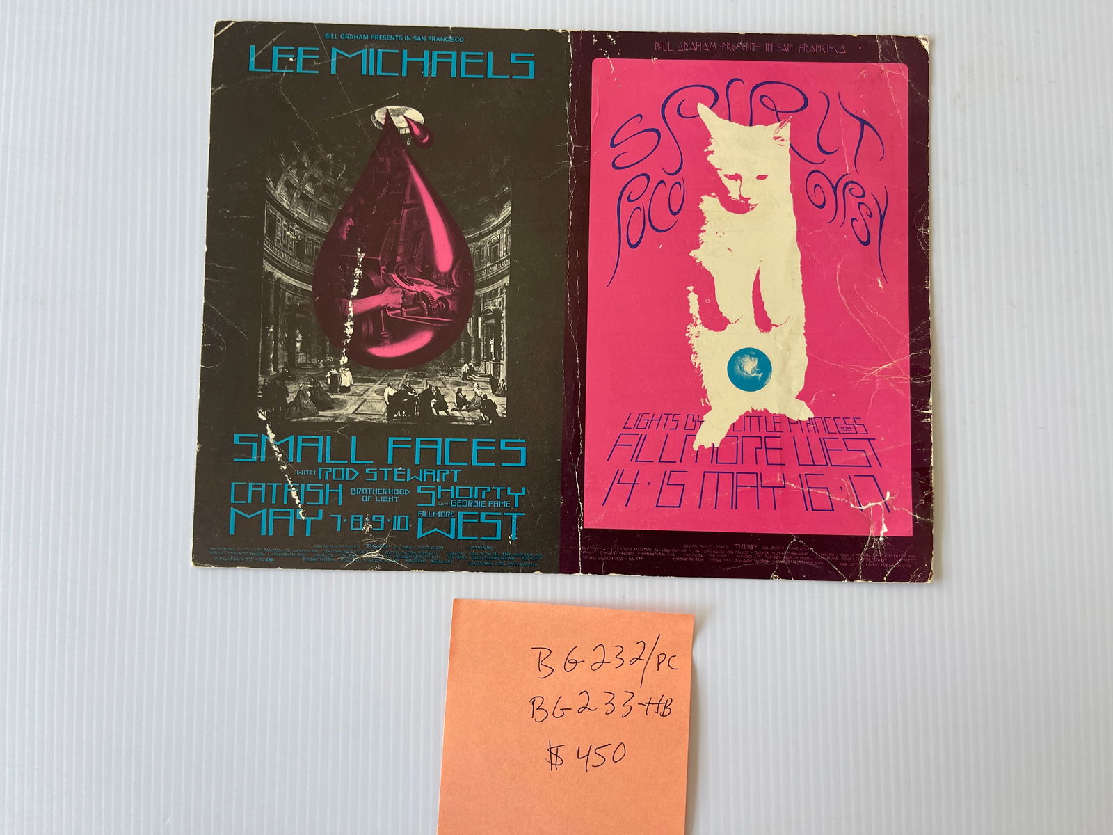 BG232 - BG233 - UNCUT LEE MICHAELS AND SPIRIT HANDBILL / POSTCARD: BG232 - BG233 - UNCUT LEE MICHAELS AND SPIRIT HANDBILL / POSTCARD