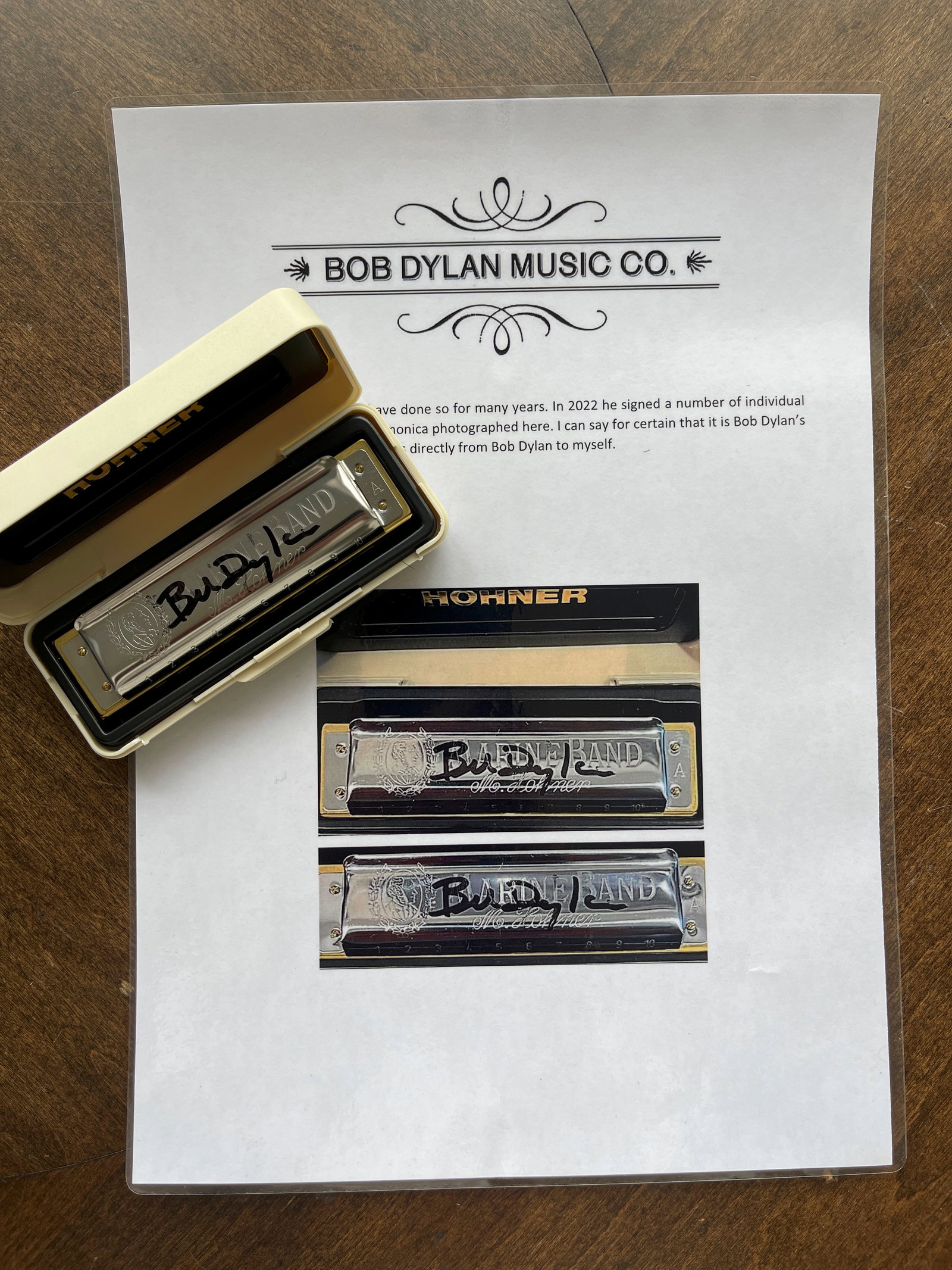 BOB DYLAN SIGNED HARMONICA with COA / LOA: BOB DYLAN SIGNED HARMONICA with COA / LOA. EXACT SAME item sold on auction web site for $15,000 ! ! ! Get yours here !