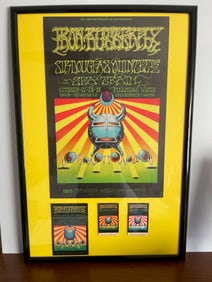 GREAT BG41 IRON BUTTERFLY w/ TICKETS and PC! FRAMED IN PLEXI FOR IMMEDIATE DISPLAY