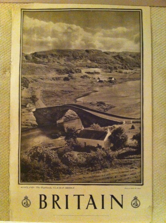 Britain Travel Poster from 1930s ! 80 Years Old: Amazing travel poster from the 30's. Robert Moyes Adam (1885-1967) spent most of his professional life as an illustrator in the Royal Botanical Gardens in Edinburgh. It was as a landscape photographer