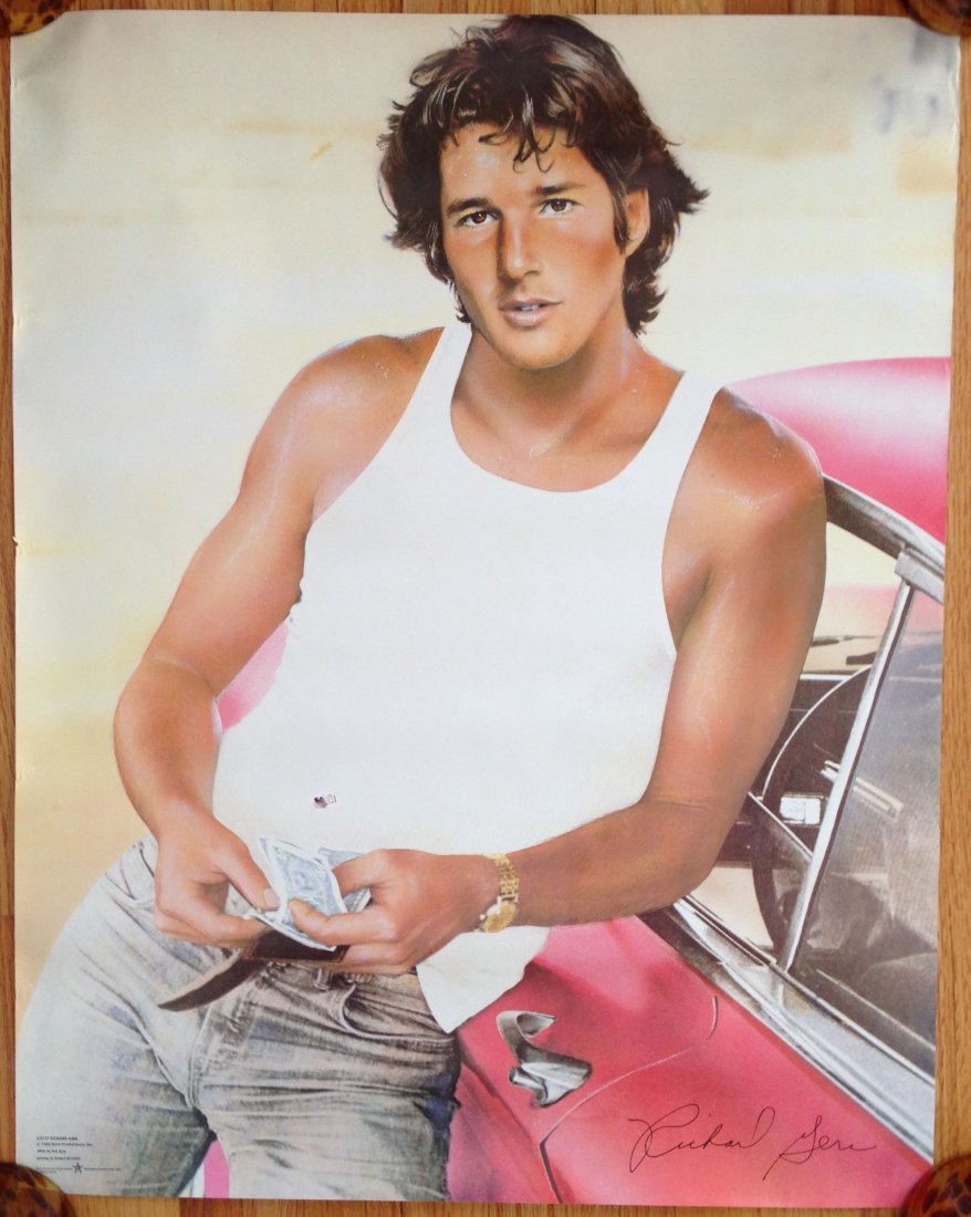 1982 RICHARD GERE POSTER: Amazing poster of Richard Gere. Photo by Herb Ritts. Painting by Richard Bernstein. Starmakers Poster Corp. New York. 1982 Gere Productions Inc.
