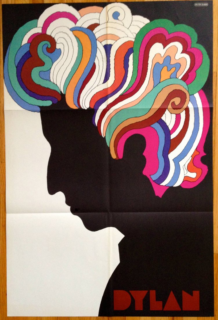 BOB DYLAN - MILTON GLASER: BOB DYLAN - MILTON GLASER slight discoloration in crease.