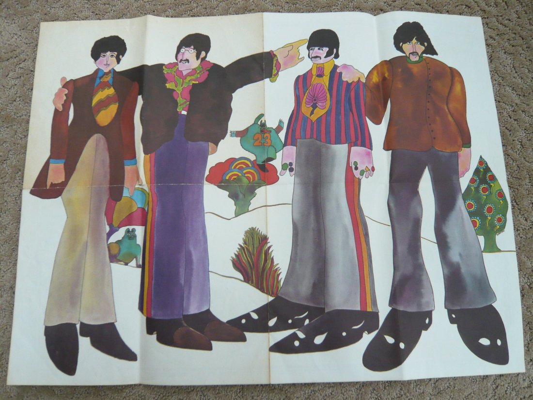 Beatles Eye Magazine August 1968: Beatles Yellow Submarine Poster Eye Magazine August 1968 art by: Kabatsky Revers side has Electric Last Minute articles. Beatles "Yellow Submarine" pull-out poster from the August 1968 issue of Eye Ma