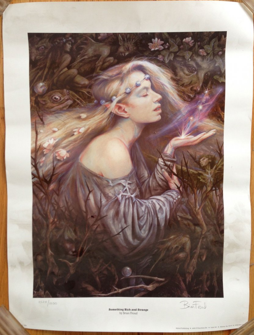 SIGNED NUMBERED BRIAN FROUD POSTER - 1994: SIGNED NUMBERED BRIAN FROUD POSTER - 1994 SOMETHING RICH AND STRANGE #1328 of 1500 Some slight creasing. from Brian Froud's Faerieland's Series. Found on ebay (UNSIGNED) for $75. Get your signed and n