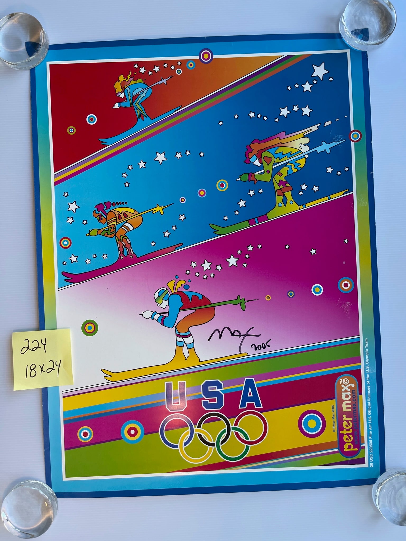 PETER MAX - 2005 USA OLYMPIC SKIING: PETER MAX - 2005 USA OLYMPIC SKIING. SIGNED. 18 X 24