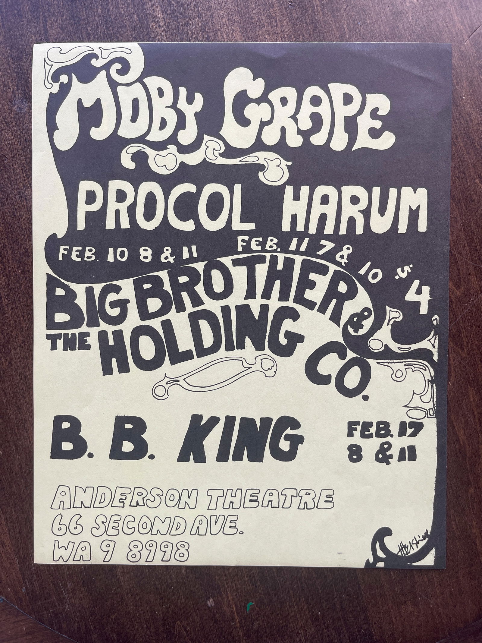 MOBY GRAPE ORIGINAL HANDBILL: MOBY GRAPE ORIGINAL HANDBILL - ANDERSON THEATER