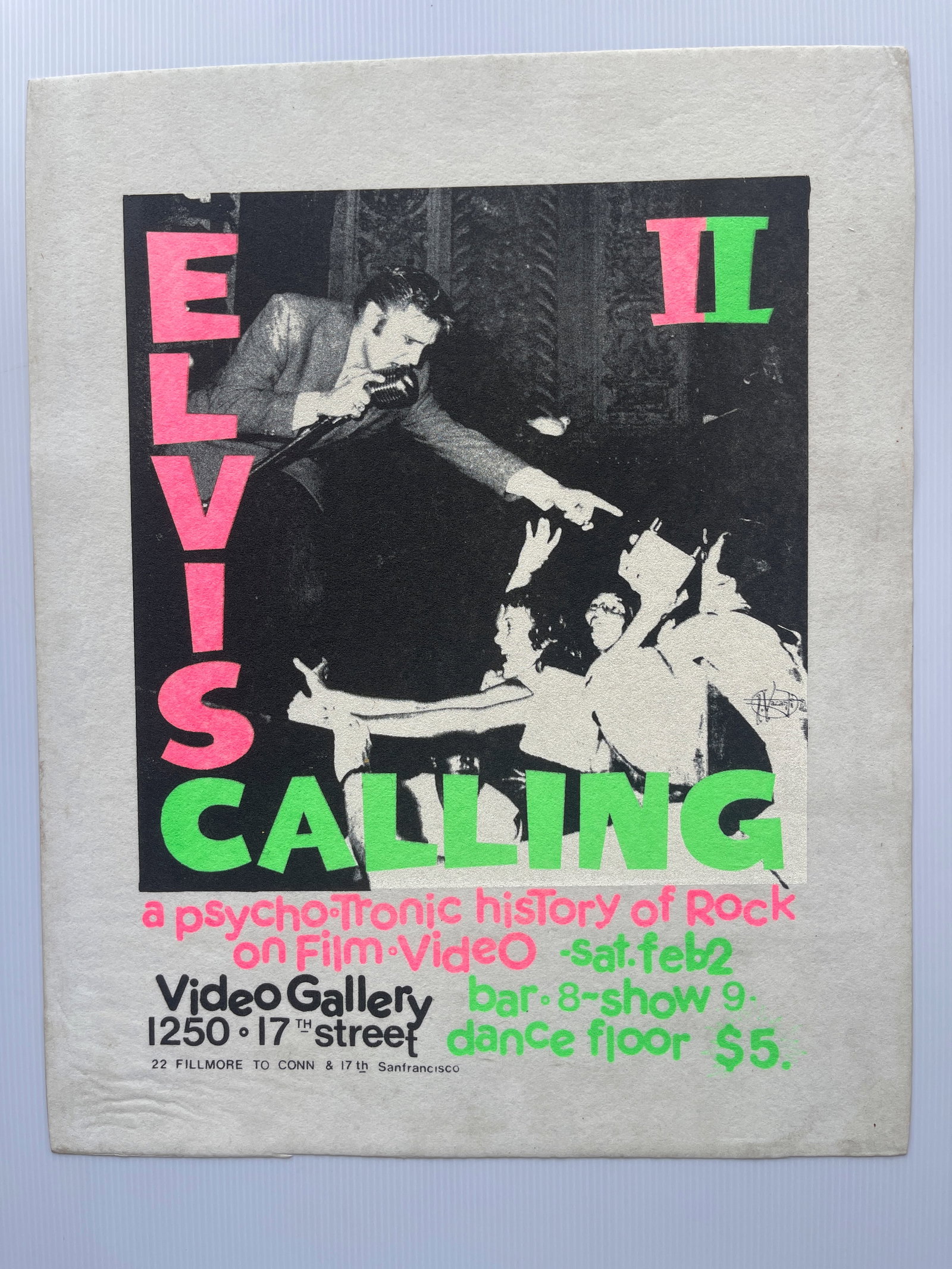 ELVIS CALLING PELON - VIDEO GALLERY: ELVIS CALLING PELON - VIDEO GALLERY. DAY GLOW INKS ON FABRIC