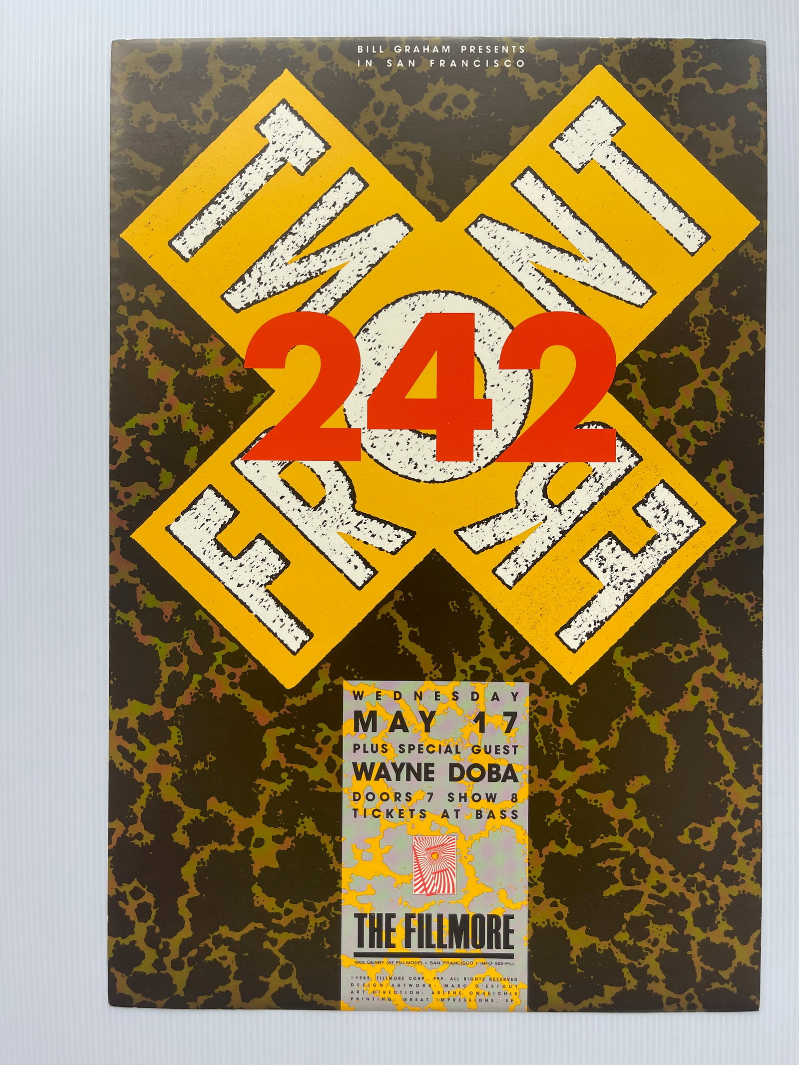 FRONT 242 - FILLMORE: FRONT 242 - FILLMORE. Front 242 were formed in Aarschot, Belgium, by Daniel Bressanutti and Dirk Bergen in 1981. Together they produced the first single "Principles / Body To Body" (released October 1