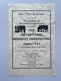 1987 NATIONAL MONKEES CONVENTION FLYER