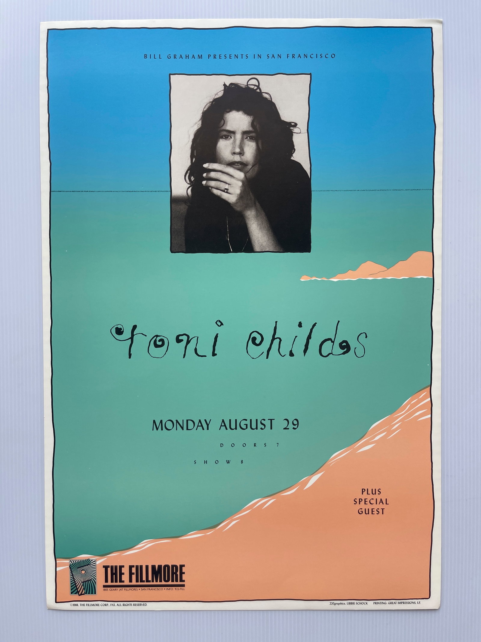 TONI CHILDS AT THE FILLMORE: TONI CHILDS AT THE FILLMORE. Toni Childs (born October 29, 1957, Orange, CA, United States) is a Grammy nominated and Emmy Award winning singer-songwriter currently based in Queensland, Australia. In 