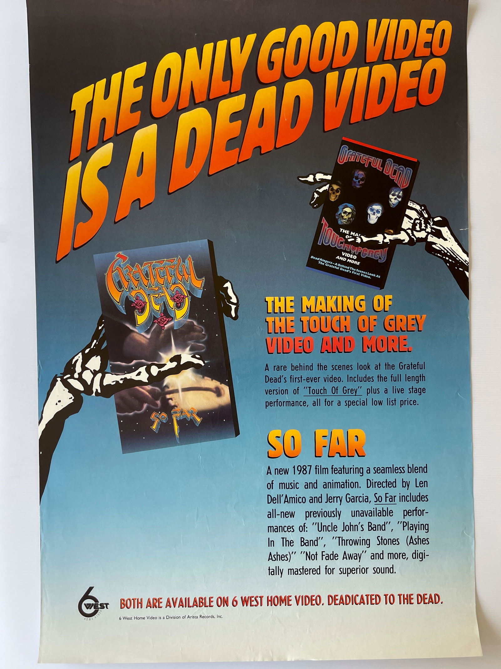 GRATEFUL DEAD VIDEO STORE PROMO POSTER (1 of 1)