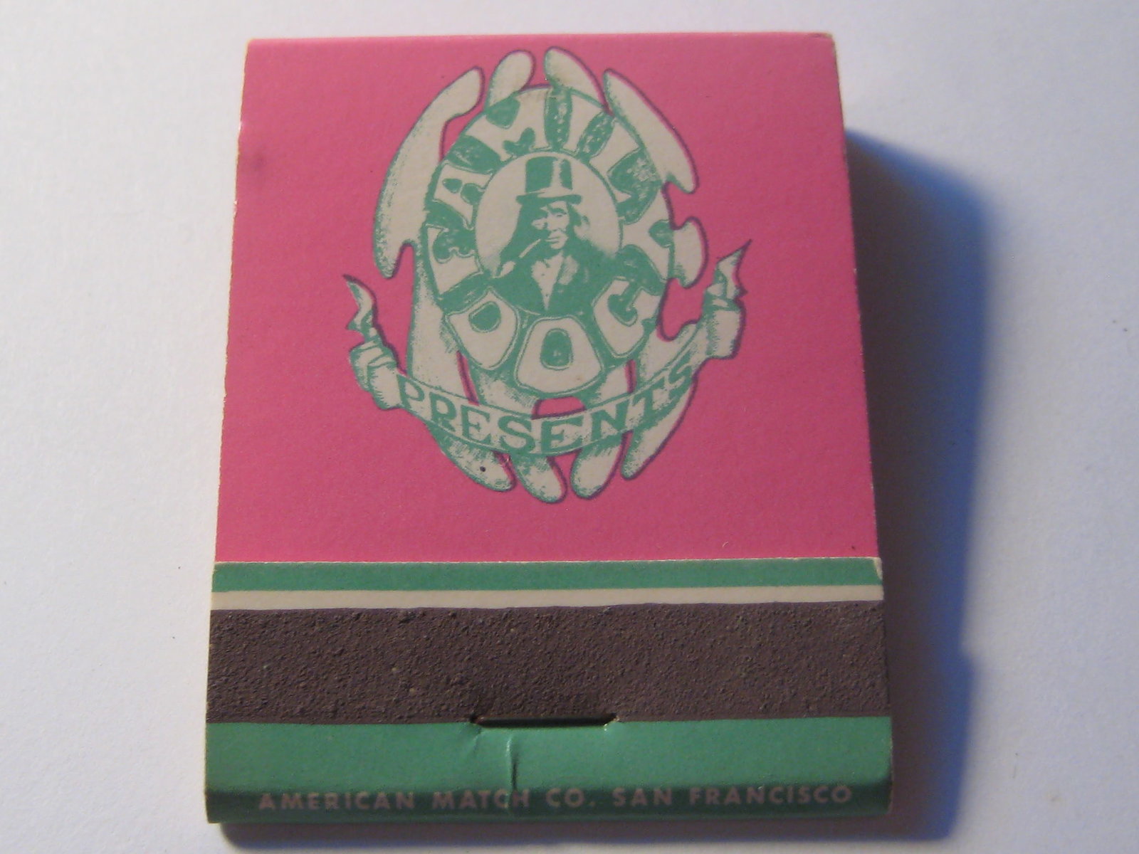 Family Dog Productions Matchbook Promo 1966-7 Unused RARE: Family Dog Productions Matchbook Promo 1966-7 Unused and SUPER RARE. Offered for sale is an authentic Family Dog Presents Matchbook from the promotion's business office at 639 Gough Street - S.F.,CA (