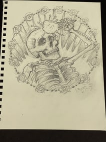 ORIGINAL STANLEY MOUSE DRAWING WITH COA - SKELETON and ICE CREAM