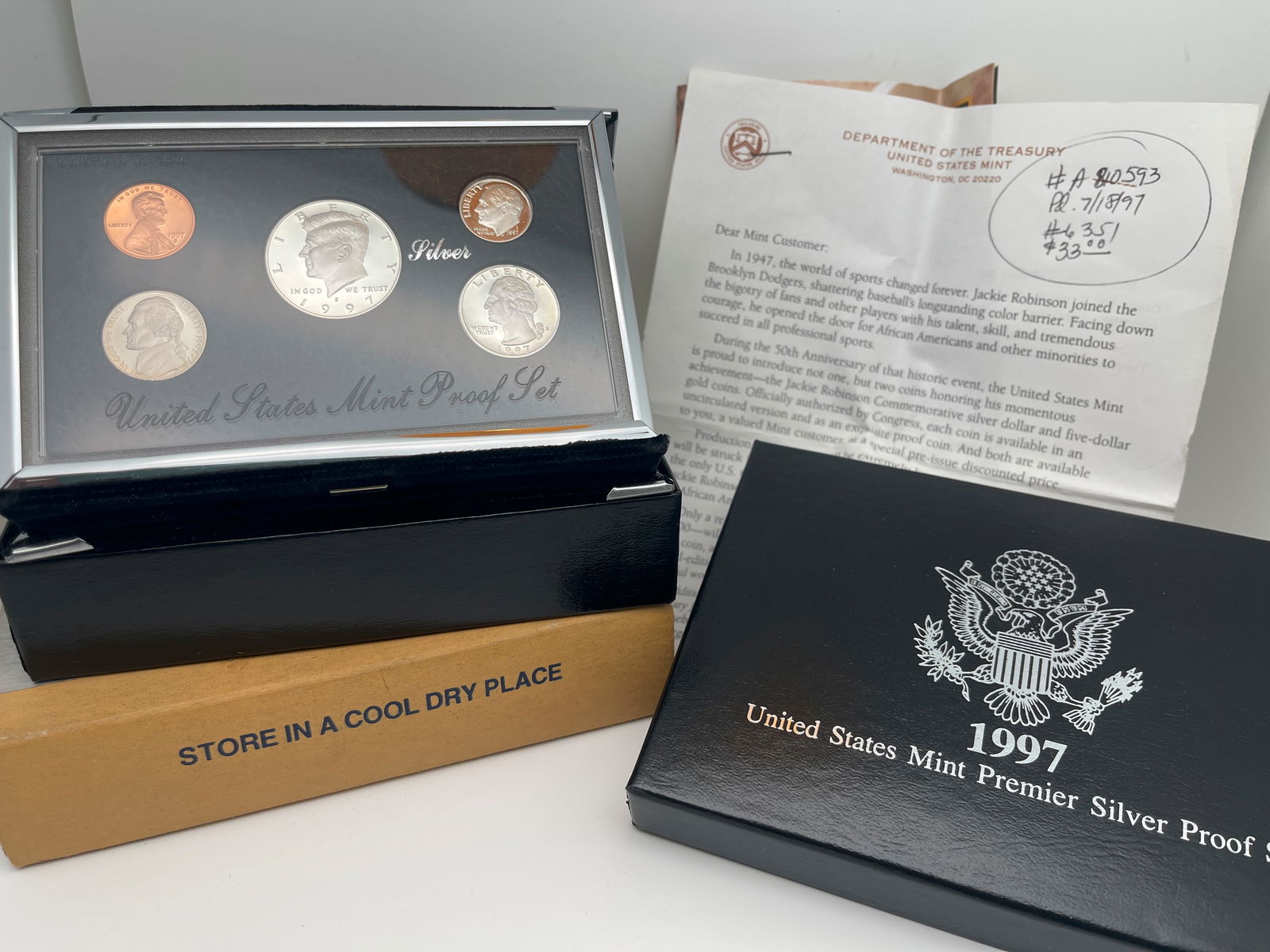 1997-S UNITED STATES MINT PREMIER SILVER PROOF SET IN ORIGINAL SHIPPING BOX (1 of 1)