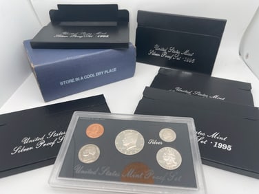1995-S UNITED STATES MINT SILVER PROOF SET OF 5. MV: $150