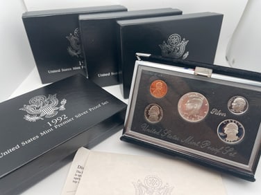 1992 UNITED STATES MINT PREMIER SILVER PROOF SET - MV: $20
