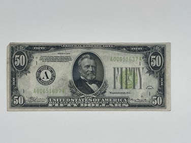 FIFTY DOLLAR BILL FEDERAL RESERVE NOTE 1934