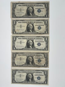 ONE DOLLAR SILVER CERTIFICATES - LOT OF 5