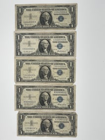 ONE DOLLAR SILVER CERTIFICATES - LOT OF 5