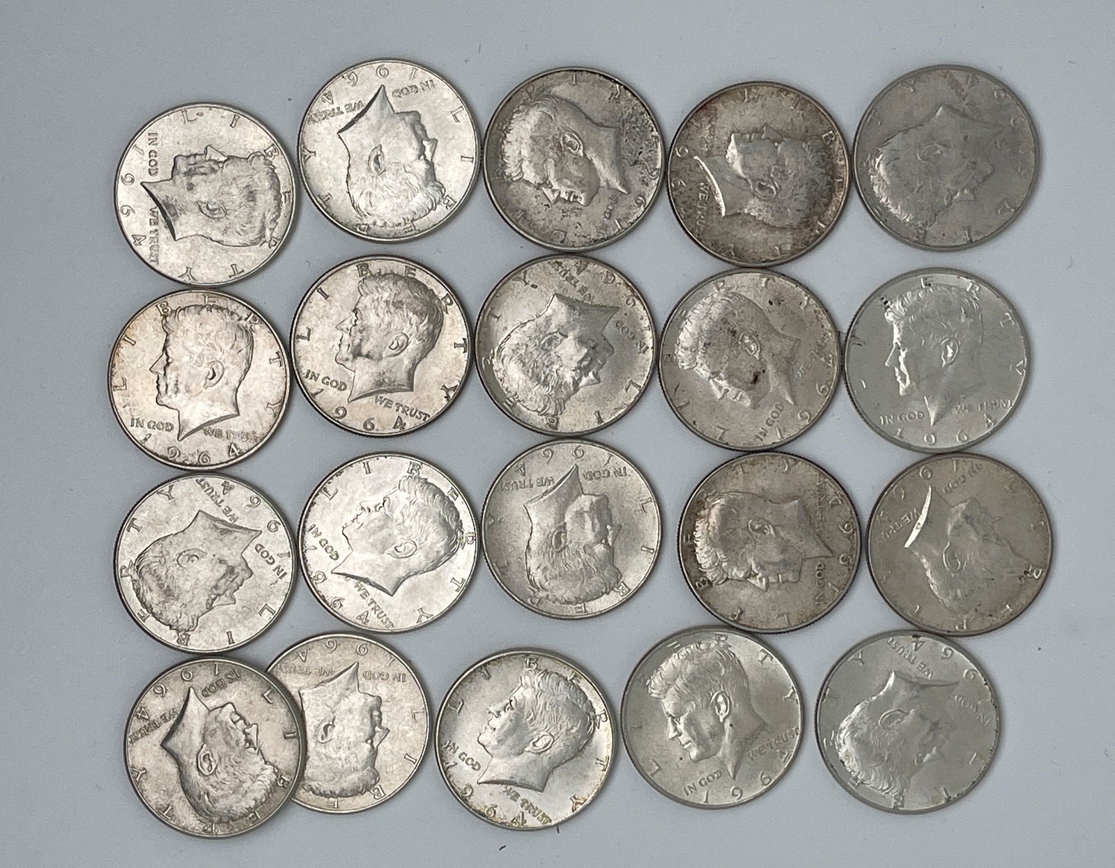 1964 KENNEDY HALF DOLLAR LOT OF 20. MV: $260 (1 of 1)
