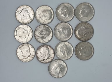 1964 KENNEDY HALF DOLLAR LOT OF 13 - MV: $170