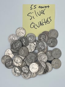 VARIOUS LOT OF 55 SILVER QUARTERS - MV: $357