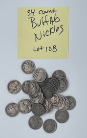 VARIOUS LOT OF 34 COUNT BUFFALO NICKELS - COLLECTIBLE !