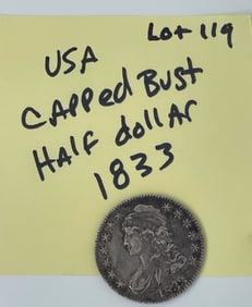 1833 CAPPED BUST HALF DOLLAR - SILVER MELT VALUE COLLECTIBLE
