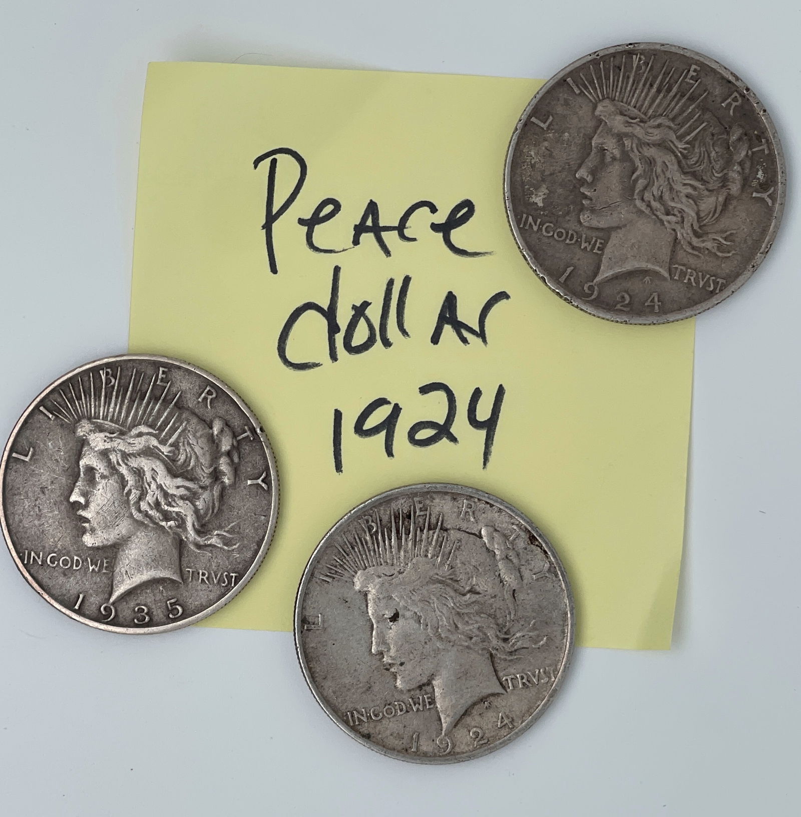1924 PEACE DOLLAR LOT OF 3 - SILVER MELT VALUE: $84 (1 of 1)