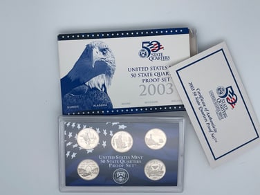 UNITED STATES MINT 2003 50 STATE QUARTERS SILVER PROOF SET - MV: $33