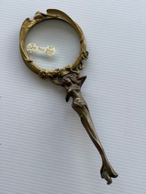Fabulous Mucha Bronze Lady Art Nouveau Magnifying Glass