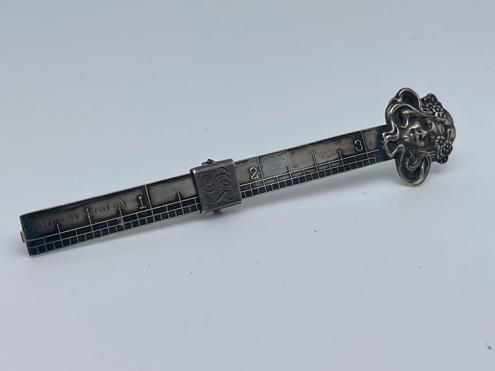 antique sterling silver hem gauge ruler (1 of 1)