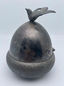 Antique Acorn Shaped Meridian Silver Plated Keepsake hinged box