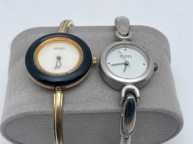 VINTAGE GUCCI WOMENS WATCH SET - ONE IS GOLD PLATED