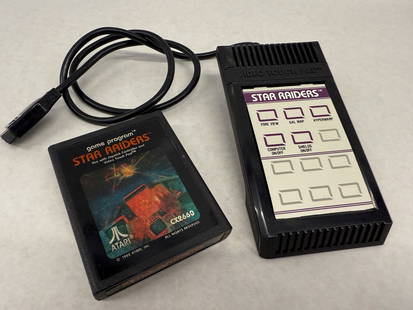1982 ATARI STAR RAIDERS CARTRIDGE AND CONTROLLER: 1982 ATARI STAR RAIDERS CARTRIDGE AND CONTROLLER. Star Raiders is a space combat simulator video game created by Doug Neubauer and published in 1980 by Atari, Inc. Originally released for the Atari 40