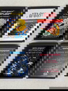 SET OF FOUR (4) ATARI TOP SELLERS WITH PAC-MAN: SET OF FOUR (4) ATARI TOP SELLERS WITH PAC-MAN, ATARI 2600 CENTIPEDE, ATARI ASTEROIDS, AND SPACE INVADERS.
