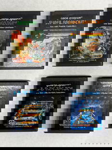 SET OF FOUR (4) ATARI STRATEGY GAME CARTS: SET OF FOUR (4) ATARI STRATEGY GAME CARTS WITH BERZERK. SUPER BREAKOUT. 3-D TIC-TAC-TOE. AND VIDEO PINBALL.