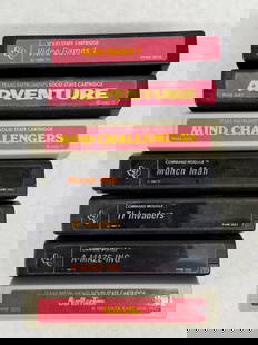 RARE TEXAS INSTRUMENTS SOLID STATE GAME CARTRIDGE SET OF 7: RARE TEXAS INSTRUMENTS SOLID STATE GAME CARTRIDGE SET OF 7 WITH: VIDEO GAMES 1 (COLLECTION OF GAMES). ADVENTURE. MIND CHALLENGERS. MUNCH MAN. TI INVADERS. A-MAZE-ING. RARE BURGERTIME 1983 BY DATA EAST