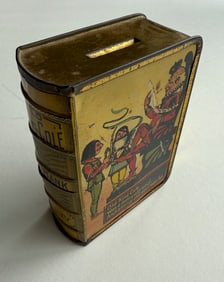 Vintage Old King Cole Child’s Toy Bank Volume IV Tin Great Color Graphics