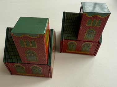 Vintage J. Chein tin Litho church still bank Day by day a penny a meal