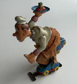 1950’s TPS Wind Up Mechanical Skating Chef TIN TOY