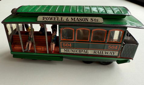 Cable Car/Trolley 504 Powell & Mason St San Fran Made in Japan Tin Toy