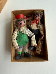 ORIGINAL PAIR OF Peter Austria Mecki Hedgehog Drunkard 1978 Mohair 4in Steiff