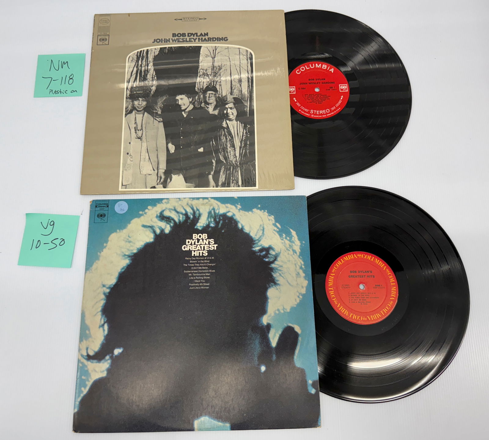 BOB DYLAN SET #5: JOHN WESLEY HARDING. GREATEST HITS - NO POSTER.